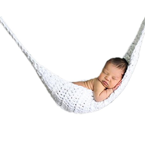 Smarstar - Disfraces Trajes Apoyo Hamaca de Fotografía Fotos de Punto de Ganchilo para Bebés Recién Nacidos Niños Niñas - Hamaca - Blanco Amarillo