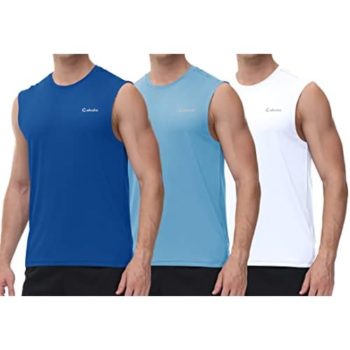 Cakulo Men's Workout Swim Sleeveless Shirts Quick Dry Beach Pool Tech Running Athletic Exercise Muscle Tank Top Big and Tall