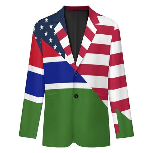 U.S. and Gambia Flag Men's Slim Suit Long-Sleeve Prom Tuxedo Classic Two Button Business Jacket4