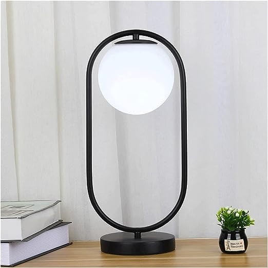Image of Avior Table Lamp for Home Decoration, Desk Light for Home Decoration, Study Table Lamp for Students /Desk Lamp (Black, Metal & Glass) (Elips Shade)