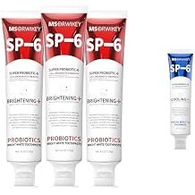 MSDRWIKEY 3-Pack SP-6 Whitening Toothpaste | 6 Probiotics for Oral Health | Plaque Protection & Fresh Breath | Free SP-6 Cooling Toothpaste