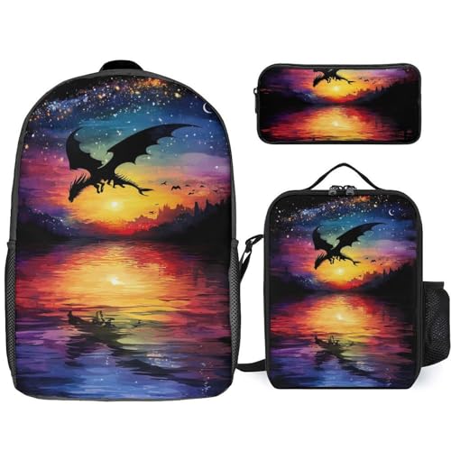 Flying Dragon Stars Night Sky Large Travel Backpacks Carry on Backpack Weekender Bag with 2 Storage Pockets for Men And Women