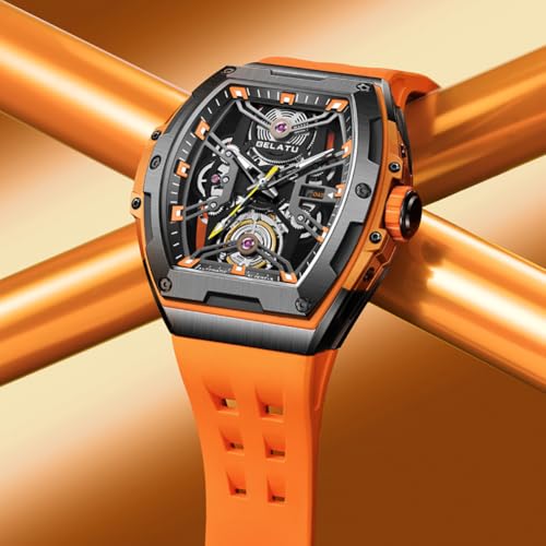 Image of OLEVS Luxury Watches for Men Black Mechanical Wrist Watch Self Winding Automatic Tourbillon Watches Skeleton Waterproof Mens Wrist Watch