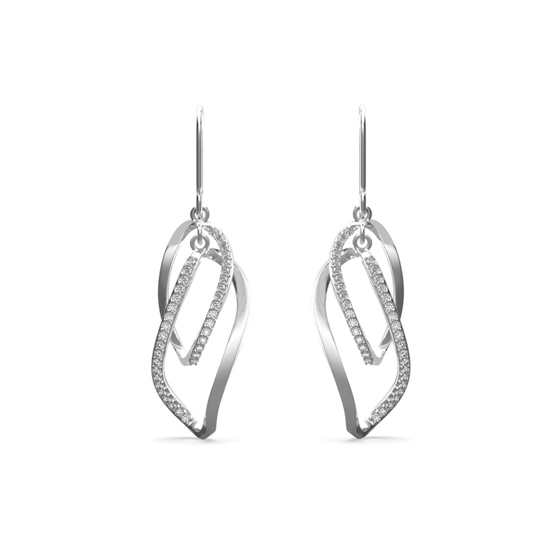 CLARA 925 Sterling Silver Twisted Long Dangler Earrings | Platinum Plated, Swiss Zirconia | Gift for Women & Girls (B0D9CXV225) Amazon Price History, Amazon Price Tracker