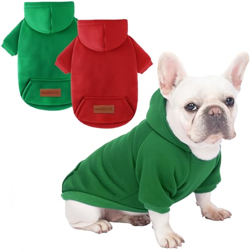 Image of 2 Pack Dog Hoodie Warm Hood Dog Sweater Cold Weather Small Dogs Sweatshirt Comfort Pet Clothes for Small Medium Dogs with Pockets Cats Chihuahua Clothes for Male Female Girl Boy Sporty Daily Wear