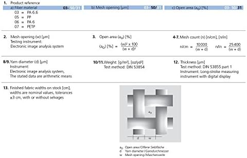 Sefar, 07-200/43, Polyester Mesh Filtering Screen 200 Micron - Open Area%: 43 - Width: 59 in, Natural Color (1 Yard)