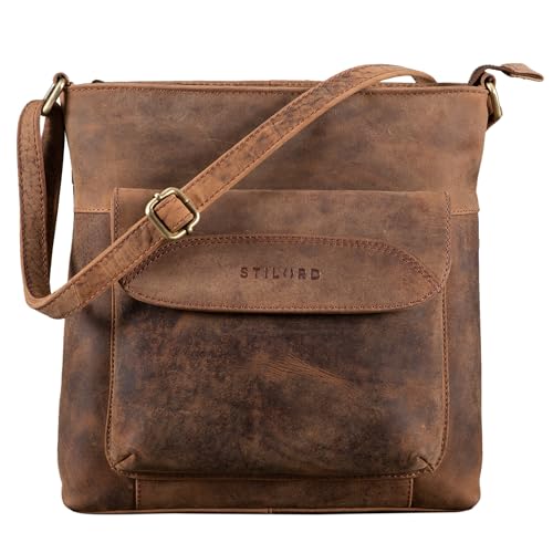 STILORD 'Tara' Kleine Handtasche Damen Crossbody Leder Elegante Umhängetasche für Frauen Ledertasche Damentasche zum Ausgehen Shopping Freizeit, Farbe:torino - braun