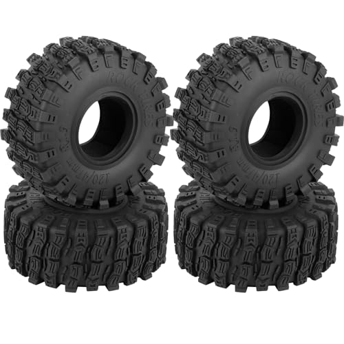 RcarmubWow 1.9 Beadlock RC Tires for 1/10 Axia1 SCX10 90046 AXI03007 TRX4 TRX6 VS4-10 Gen8 MST CFX D90 RC Crawler Car,120 * 47mm 1.9