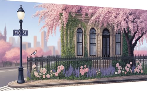 LOMSIOY 5D Diamond Art Kits for Adults, Flowers Large Size Diamond Painting Kits for Beginner, Landscape Diamond Art with Round Drill Rhinestone Crafts Arts for Home Wall Decor 31.5 x 11.81 inch
