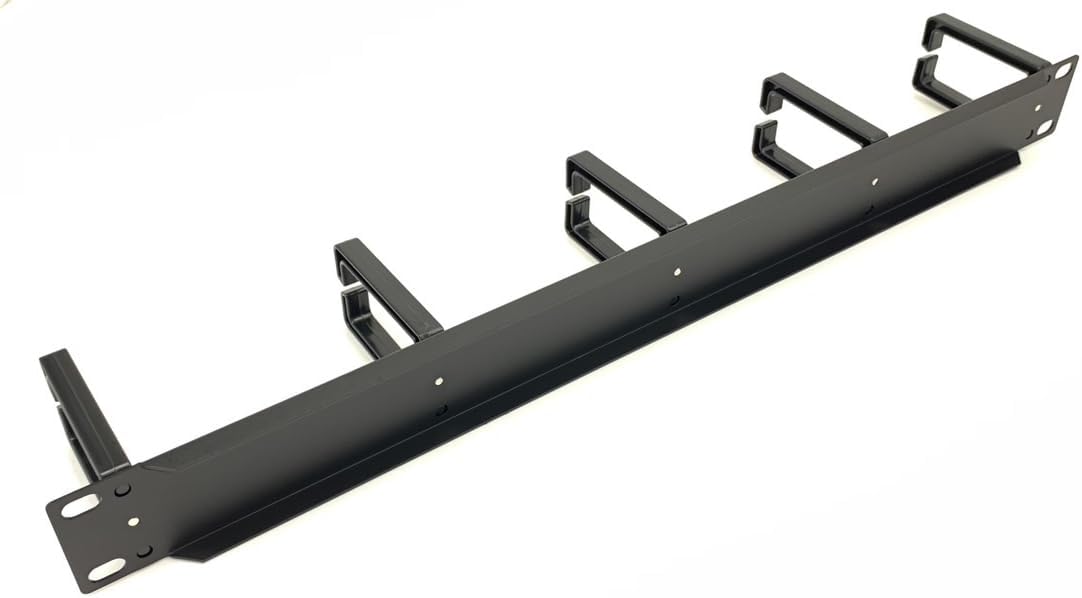 1U 19” Server Rack Cable Management Panel w/D-Ring Hooks Screw Type - 1U Wire and Cord Manager - Made in Taiwan (8PCS)