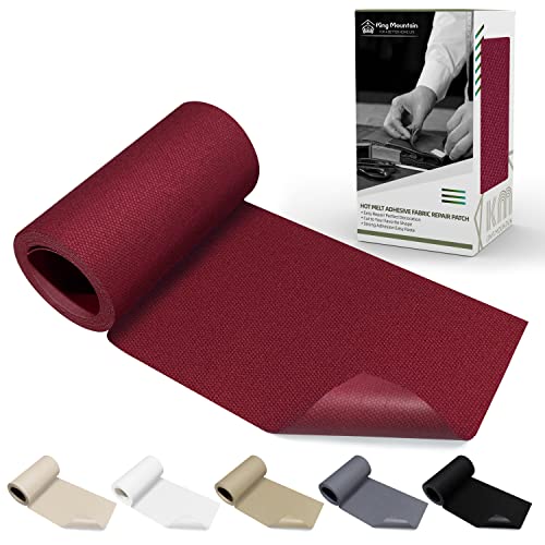 Image of KING MOUNTAIN Canvas Iron on Patch,3 inchx60 inch,Waterproof 100% Cotton Fabric Repair Patch,Used for Various Sofa,Tent,Clothes,Seats,Suitcases (Burgundy)