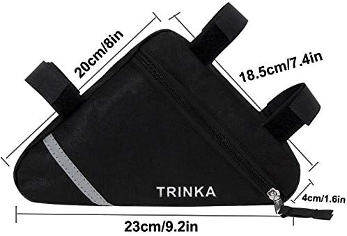 QitinDasen Bike Triangle Bag, Waterproof Bicycle Frame Bag, Bike Front Tube Triangle Bag, Double-Sided Reflective Decoration Makes Night Riding Safer (Black)