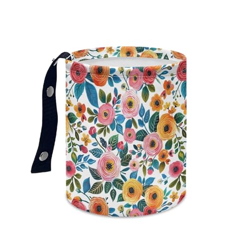 Image of Daisy Rose Car Trash Can Foldable Rubbish Bin Basket Bag Hanging Cup Holder Organizer with Strap Mini Car Interior Accessories for Fit Most Cars, SUVs, Trucks