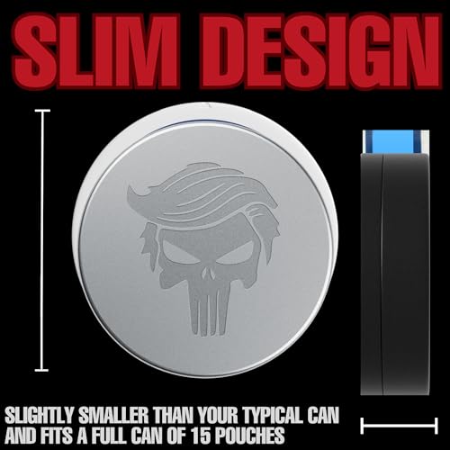 Magnetic Metal Can, Holder, Metal Container, Carved Tin with Magnetic Closure, Heavyweight Aluminum Container, Slim Pouch Can, Gift for Him - Pillow Case Logo Silver