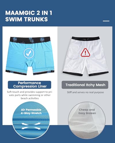 Image of maamgic Mens 5 Inch Stretch Swimming Shorts Compression Liner Swim Trunks Swimwear Bathing Suits Beach Wear Swim Suits