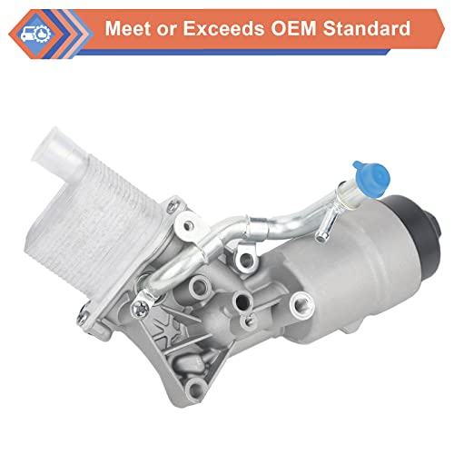 Engine Oil Cooler Filter Housing Assembly Adapter with Exhaust Manifold Gasket, Compatible with Chevy Buick - 2011-2015 Cruze, 2012-2020 Sonic,2013-2021 Trax, 2013-2021 Encore 1.4L, Replace#55566784