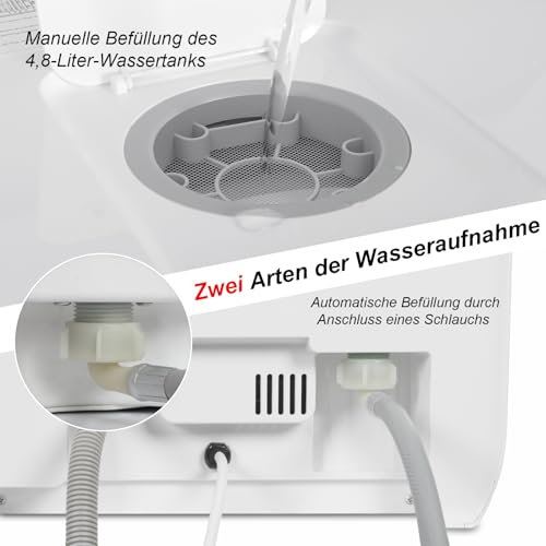 eklipt Mini Geschirrspüler für 3 Gedecke, Tischgeschirrspüler mit 7 Programme mit Trocknungsfunktion, mit/ohne Wasseranschluss Benutzbar, Spülmaschine 4.8L, Touch Control für Wohnmobile Wohnungen