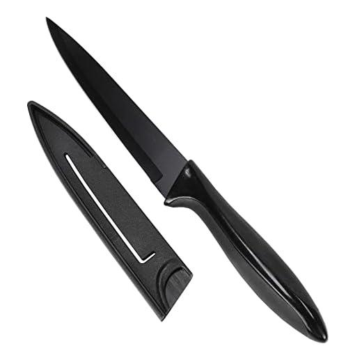Chef Craft Premium Utility Knife with Sheath, 5 inch Blade 10 inches in Length, Black