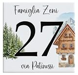 Numero Civico in Ceramica Personalizzabile Con la tua Regione Italiana, Targa Decorativa su Mattonella 11x11cm, con Indirizzo e Nome Famiglia, Made in Italy,Regioni Italiane (Trentino Alto Adige)