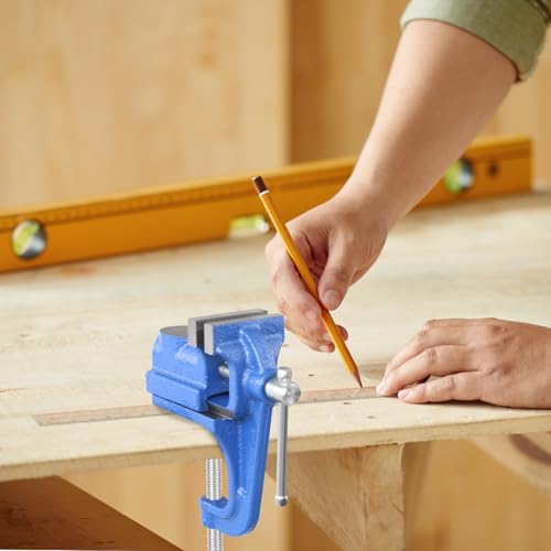 COGNATIVE Mini Table Clamp, 2\" blue, Small Bench Vise, Upgraded cast steel manufacturing Jewelers Hobby Clamps Craft Repair Tool Portable Work Bench Vise (Mini) - Thumbnail 2