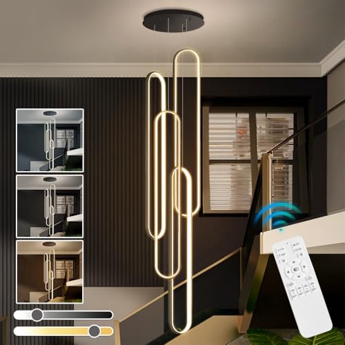 Lustre LED moderne et plafonnier d'escalier variable pour grand loft de 300 cm