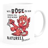 MoonWorks® Kaffee-Tasse Teufel Spruch Weil Böse sein einfach meinem Naturell entspricht Bürotasse lustige Kaffeebecher weiß standard