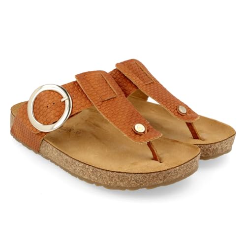 Image of HAFLINGER Round Buckle Corinna Sandals with Rubber Sole and Cork Latex Footbed Unisex
