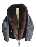 Annsirgra Women Winter White Duck Down Coat Puffer Jacket with Large Genuine Fox Fur Collar