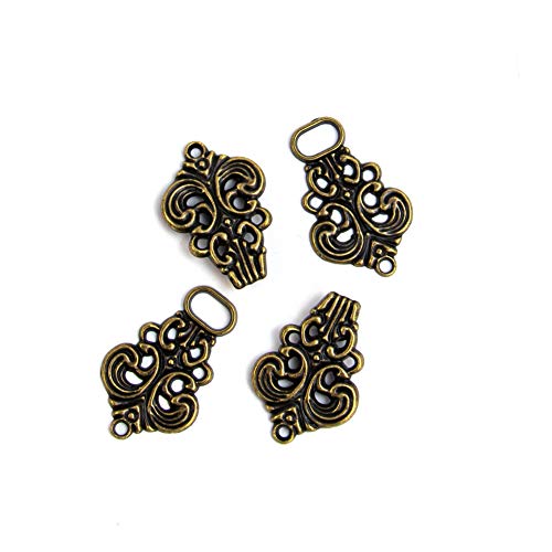 Auear, Cloak Clasp Closure Sweater Clips Swirl Flower Cape Shawl Collar Fasteners Vintage Dress Shirt Brooch Sew On Hooks And Eyes Retro Cardigan Clip (6 Pairs, Antique Brass) #TOP6