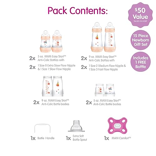 image for MAM Grow with Baby 15-Piece Gift Set, Newborn 0-4 Months, Anti-Colic B