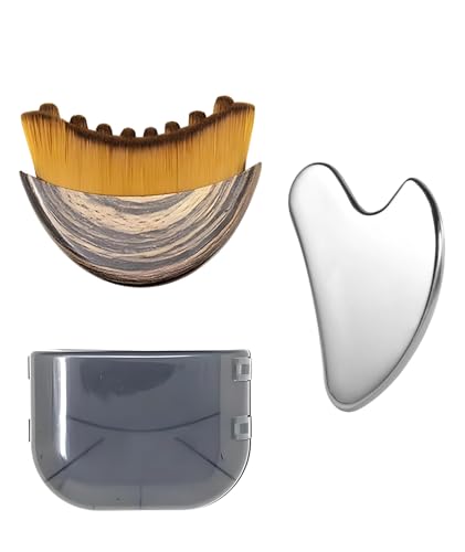 2 Facial Massager Tools,Lymphatic Contour Face Brush,Set for Puffiness Reduction and Skin Care, Stainless Steel Gua Sha