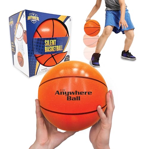 Anywhere Ball, Silent Basketball, Airless Foam for Indoor Training, Dribbling, and Realistic Bounce (Mini 7' Size)