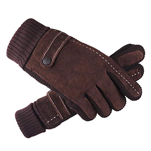 Preisvergleich Produktbild GYJWPANZZ Handschuh Gloves Geschenk Winterhandschuhe Leder Lange Männer Oder Frauen Fahren Handschuhe Touchscreen Motorrad Schwarz Warme Echte Lederhandschuhe, Braun, Einheitsgrösse