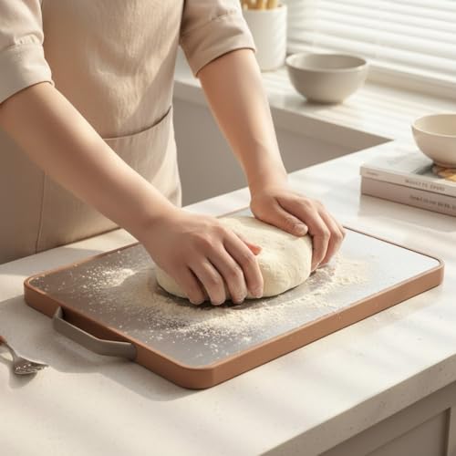 Image of Empune Large Steel Chopping Cutting Board for Kitchen | Heavy-Duty Cutting Board | Dual Side usable | Food Grade Quality | Antiskid | 38 x 28 cm