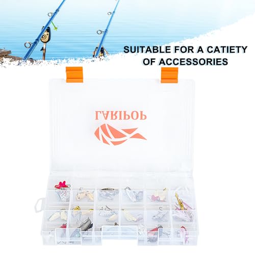 LARIPOP 4-Pack 3600 Fishing Tackle Boxes, Clear Plastic Storage Trays with Adjustable Dividers, Organizer for Lures, Hooks, Sinkers, Jigs & Fishing Accessories by LARIPOP - Used condition - Image 6