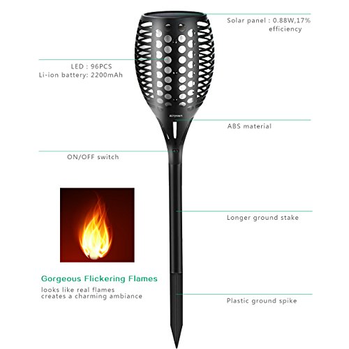 Aityvert Solar Lights, 43" Flickering Flames Torch Lights Outdoor Waterproof Landscape Decoration Lighting Dusk To Dawn Auto On/Off Security Flame Lights For Yard Garden Pathway Driveway (1 Pack) #TOP6