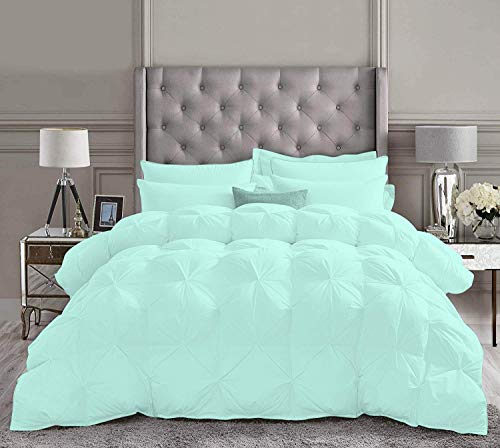 Bedicia Soft 1000 Series Pinch 500 Gsm Mint 3 Pieces Pinch Pleated Emperor King Comforter Set (Comforter + 2 Pillow Cases) Egyptian Cotton Bedding Set #TOP22