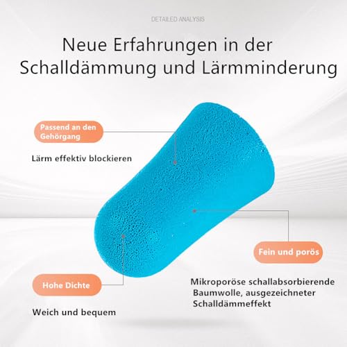 10er Pack Ohrstöpsel - Wiederverwendbare Premium-Schaumstoffstöpsel für Entspannung, Schlaf und Musikgenuss - Effektiver Schutz gegen Lärm (Blau)