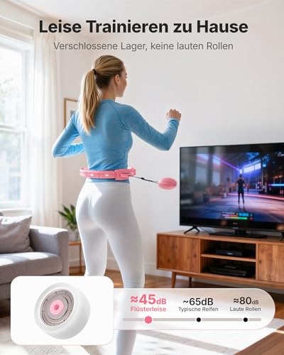 MERACH Hula-Hoop-Reifen für Erwachsene mit Kalorienzähler, Geräuscharm Fitness-Hula-Hoop, Abnehmbar, für 84-144 cm Taillenumfang, für Fettverbrennung und Cardio, Heimtrainingsgerät - Rosa
