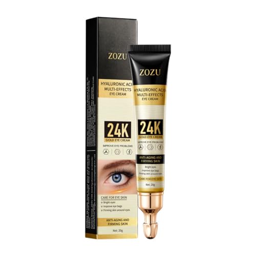 Hunqian 24K Gold Eye Cream - Anti-Aging, Reduce Wrinkles, Dark Circles & Puffiness, with 24K Gold Particles & Premium Ingredients for Delicate Eye Area Care.20g/box