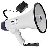 Pyle Alto-falante Megafone PA portátil compacto – Bullhorn portátil de 40 W com lanterna de LED, sirene de alarme, volume ajustável, microfone destacável, alimentado por bateria para uso interno e