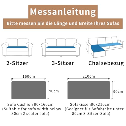 Furnestorica 2 StüCk Weicher Flanell-Sofabezug, Premium Rutschfester Sofa üBerzug 1 2 3 4-Sitzer-Couch üBerzugfüR Sektionssofas, Waschbarer L-föRmiger Möbelbezug (Kaffee, 90x160cm Und 90x210cm)