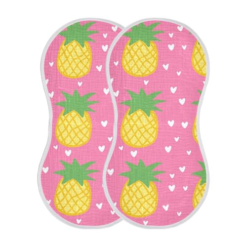 xigua Pineapples Muslin Baby Burp Cloths Set of 4, Super Soft & Absorbent Burping Rags, Cotton Burp Clothes Shower Gift for Newborn, Baby Girls and Boys2