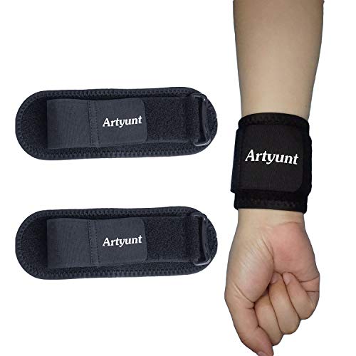 Artyunt 2 PACK Wrist Compression Strap and Wrist Brace Sport Wrist Support for Fitness, Weightlifting, Tendonitis, Carpal Tunnel Arthritis, Wrist Pain Relief-Wear Anywhere-Unisex,Adjustable