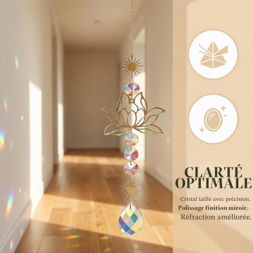 Daleweo Attrape-Soleil Suspendu Lotus Cristal 41 cm – vue 5