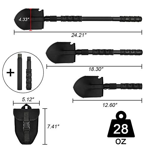 Fulllit Folding Shovel, Camping Shovel (24.21''), Survival Multitool, With Pickaxe, Lightweight Portable Spade For Hiking, Camping, Trenching, Gardening And Backpacking #TOP2