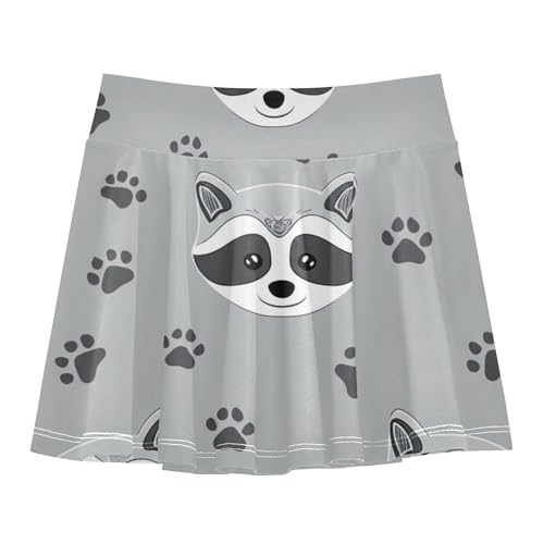 Athletic Shorts Girls Skorts Toddler Tennis Skirts 2 in 1 Teen Skirt Cute Raccoon Paw Prints Gray 3t