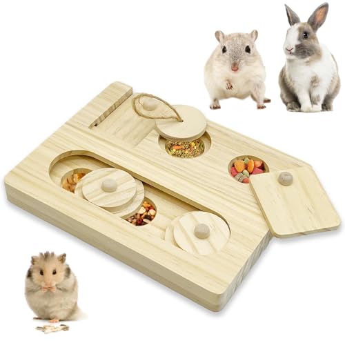 Hamiledyi Guinea Pig Foraging Toys Interactive Wooden Rabbit Toys Sniff ...