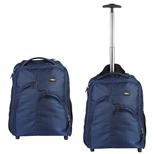 FBI FABCO Trolley Backpack with Wheels | Laptop Backpack for Men | Rolling Bag for Travel | Polyester Carry -On for Travel, Office, Camping, Offical Trips | Water Resistant(40L, Navy Blue)