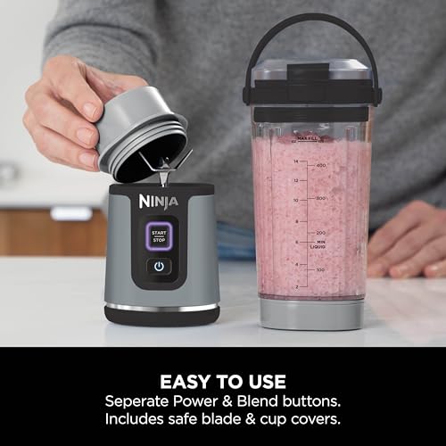 Image of Ninja Blast Portable Cordless Blender (BC151INBK) - 530ml | USB-C Rechargeable | Crushes Ice & Frozen Fruit | BPA Free, Leak-Proof Travel Lid